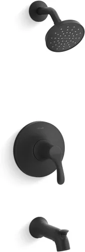 KOHLER TS27391-4G-BL Simplice Rite-Temp - Juego de molduras para bañera y ducha con cabezal de ducha de una sola función, 1.75 GPM, boquilla de baño