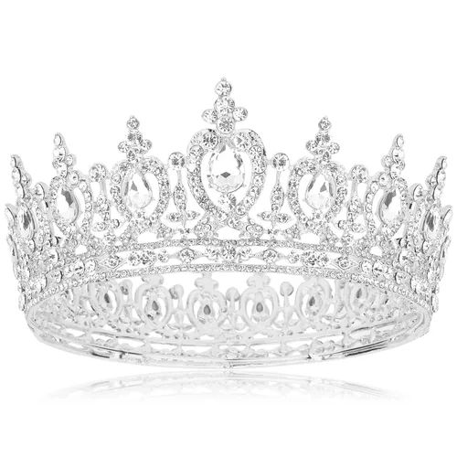 Miniatura 8 de COCIDE Corona de reina para mujer, tiara y corona de cristal de oro rosa para niña, accesorios para el cabello para boda, novia, fiesta