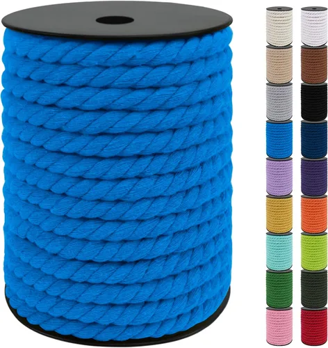 Miniatura 9 de JeogYong Cordón de macramé de 8mm, cuerda de lana de macramé de algodón natural de 131 pies, cordón de algodón trenzado de 3 hebras, hilo de macramé