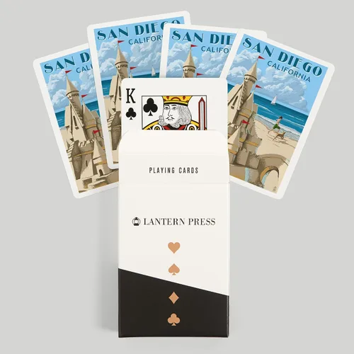 Miniatura 6 de Lantern Press San Diego, California, Castillo de arena (52 cartas de juego, baraja de cartas de tamaño póquer con comodines)
