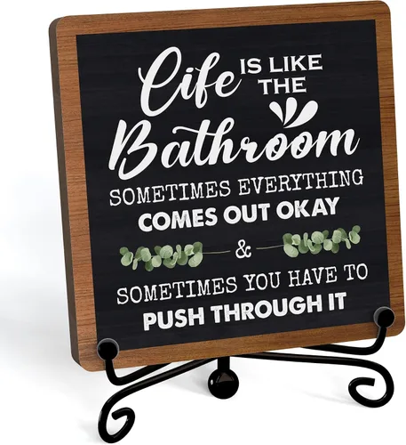 Miniatura 10 de Divertidas decoraciones de baño, decoración de estante de baño y accesorios, letreros de la vida es como el baño, bonito letrero de baño