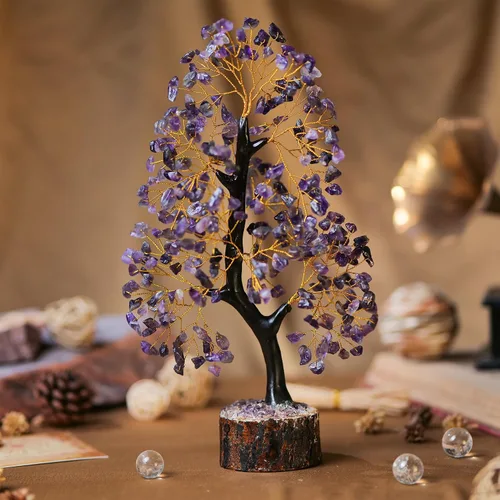 Miniatura 7 de Cristales de amatista, árbol de cristal, piedras de chakras, árbol de la vida, árbol bonsái, decoración de escritorio, árbol artificial, árbol