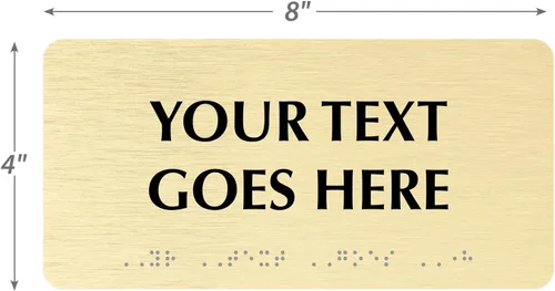 Miniatura 5 de SmartSign Letrero de Braille personalizado horizontal, 4 x 8 pulgadas, compatible con ADA, opciones de oro cepillado/plata, letrero de plástico
