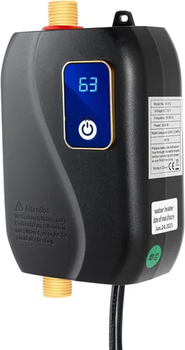 Calentador de agua eléctrico, calentador de agua caliente de 3000 W 110 V, mini calentador de agua eléctrico instantáneo sin tanque, calentador de