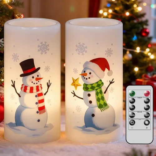 Miniatura 8 de Velas de Navidad sin llama con forma de cascanueces con control remoto, velas LED en soporte de cera real, velas con batería para decoración