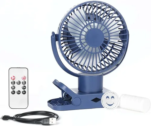Limitless Breezie - Ventilador portátil con luz LED y banco de energía de 8,000 mAh (azul marino)