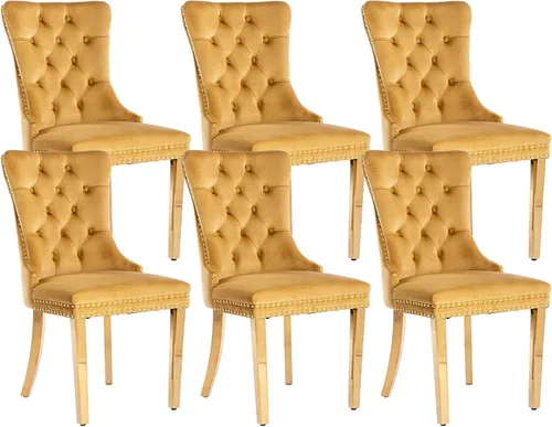 Miniatura 58 de Shenyon Sillas de Comedor Juego de 2 sillas de comedor de terciopelo beige, modernas sillas de comedor tapizadas con respaldo copetudo y asas