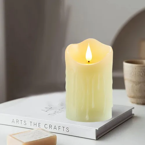 Miniatura 5 de Velas sin llama con batería recargable, velas parpadeantes con control remoto y temporizador, velas LED de pilar de cera real, velas LED