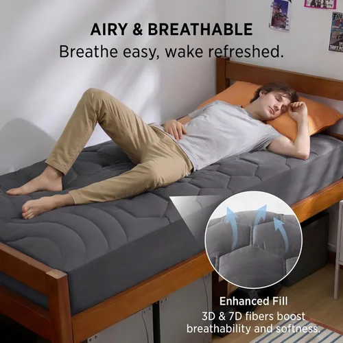 Miniatura 21 de Bedsure Protector de colchón beige individual XL – Cubrecolchón suave para dormitorio universitario, protector de cama individual extra largo