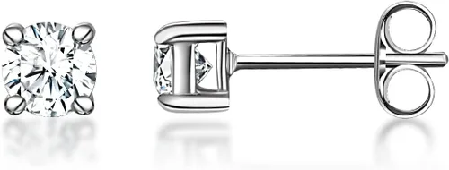 Juego de aretes de tuerca de moissanita de acero 316L de 4 puntas redondas de moissanita con diamantes para mujeres y hombres