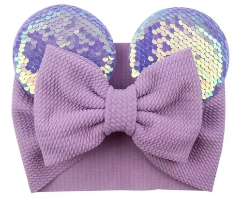 Miniatura 24 de CLGIFT Diadema para el pelo, Minnie Ears para bebé/niño pequeño, diadema flexible, lentejuelas en ambos lados, lilo, niñas