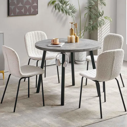 Miniatura 19 de Juego de mesa de comedor para 4, moderno juego de mesa de cocina de 5 piezas, mesa de comedor rectangular de 47 pulgadas y sillas vintage de piel