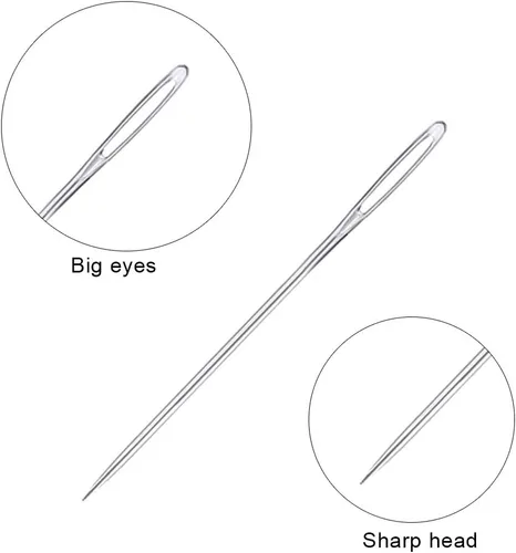 Miniatura 4 de 23 PIEZAS Agujas de Coser de Ojo Grande, Agujas de Coser Agudas de 2.36 Pulgadas, Aguja de Hilo de Bordado de Cuero, Aguja de Tejer de Hilo de Acero