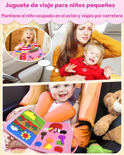 Miniatura 2 de Exorany Juguetes Montessori de tablero ocupado para niñas pequeñas, regalos de cumpleaños, libro ocupado, juguetes de aprendizaje sensorial