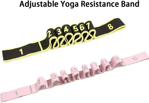 Miniatura 6 de Banda de resistencia de fitness para estiramiento y yoga, banda de resistencia de yoga ajustable de 8 segmentos con asas para brazos, ejercicio