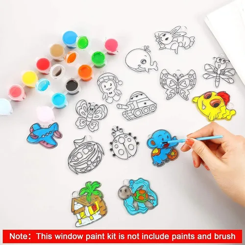 Miniatura 3 de Sratte 48 piezas de atrapasoles para ventana de arte, bricolaje, atrapasoles, manualidades para niños, animales, pintura artística de ventana