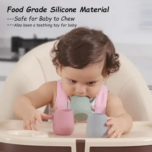 Miniatura 4 de Seposeve Vasos de silicona para bebés de 6 a 12 meses, 12 a 24 meses, paquete de 2 vasos de silicona pequeños de entrenamiento abierto para niños