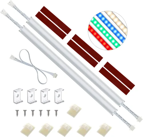 Miniatura 4 de Litever Paquete de 6 barras de luz LED RGBW adicionales para debajo del gabinete, kit de iluminación LED RGBW serie LL-029. 4 W/tira. 12 VCC. 3000K