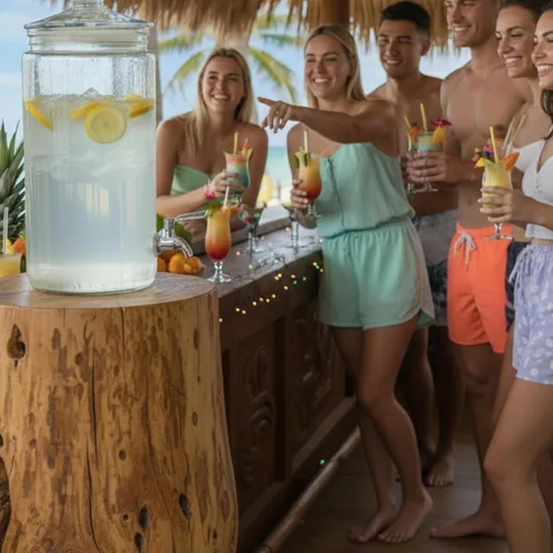 Miniatura 9 de Dispensador de bebidas de vidrio de 2 galones con boquilla para fiestas, soporte hermético alto y hermético para servir bebidas estilo masón