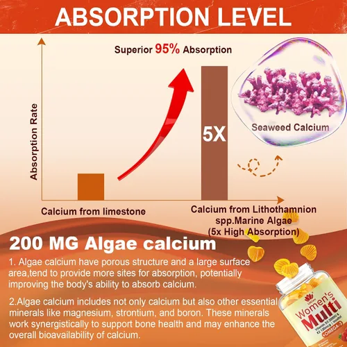 Miniatura 5 de Gomitas multivitamínicas para mujer, multivitamínico metilado para mujeres con Omega 3 (DHA/EPA), vitamina D3 K2, calcio, inositol, vitaminas