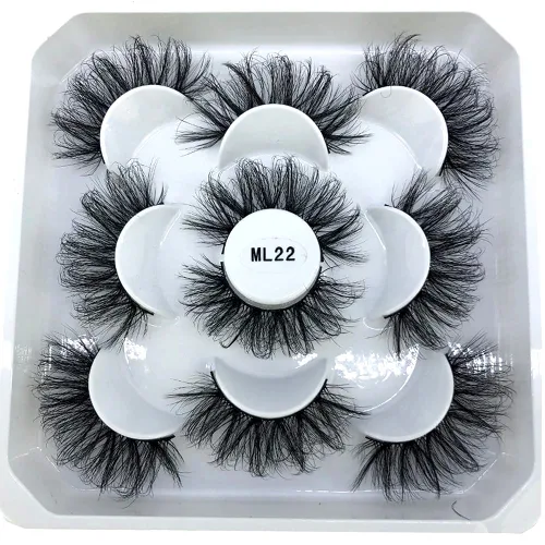Miniatura 47 de 5 pares de pestañas postizas de visón 3D de 0.98 pulgadas a granel, con caja personalizada, pestañas postizas naturales finas al por mayor (ML-07)