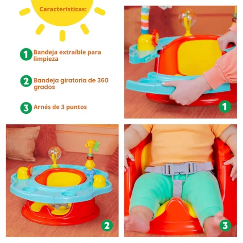 Miniatura 3 de Bright Starts SuperSeat Playful Paradise 3 en 1, asiento de actividades para bebé con juguetes, bandeja para aperitivos, asiento elevador, bandeja
