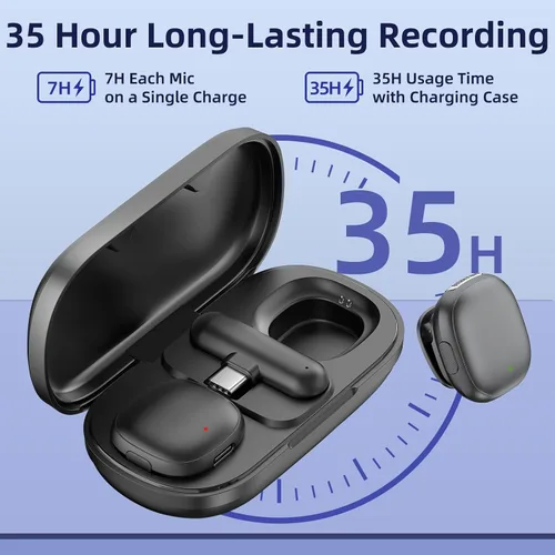 Miniatura 3 de NPTCL Micrófono Lavalier inalámbrico para iPhone 17/16/15 - Mini micrófono con cancelación de ruido Ai USB C Clip en el micrófono de solapa