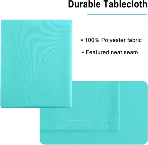 Miniatura 4 de Hiasan - Mantel cuadrado sólido impermeable y a prueba de derrames, es lavable y está hecho de poliéster para cocina y comedor, color aguamarina, 30