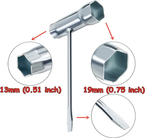 Miniatura 3 de Llave en T de 0.512 in por 0.748 in y destornillador Torx T27 para motosierras Stihl Makita Husqvarna Dolmar Partner Echo Jonsered Poulan John Deere