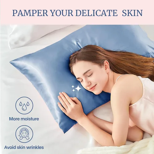 Miniatura 3 de BEDELITE Funda de almohada de satén para cabello y piel, súper suave y refrescante similar a las fundas de almohada de seda, paquete de 2 con cierre
