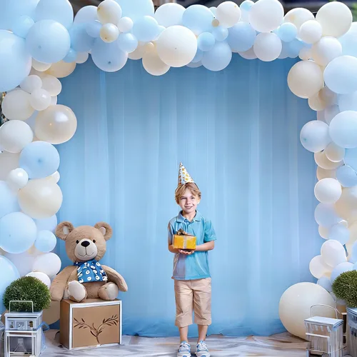 Miniatura 3 de Cortina de telón de fondo de tul azul bebé de 10 x 10 pies para fiestas, cortinas de fondo transparentes para bodas, baby shower, baby shower