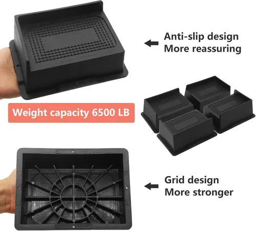 Miniatura 4 de Paquete de 4 elevadores de cama de 2 pulgadas, elevadores de muebles de gran tamaño resistentes, elevadores de cama extra anchos para mesa, sofá