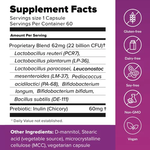 Miniatura 2 de BiotiQuest Probiótico Sugar Shift Ayuda a disminuir los antojos de azúcar y carbohidratos y apoya el equilibrio digestivo 22 mil millones de UFC