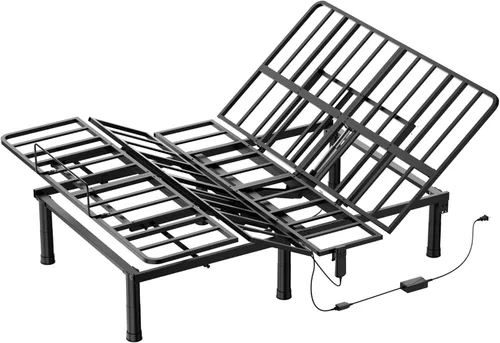 Miniatura 8 de SunsGrove Base de cama ajustable Queen, control remoto con cable, inclinación independiente de cabeza y pie, base de marco de cama eléctrica, patas