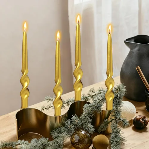 Miniatura 45 de Velas en espiral de Navidad, velas cónicas doradas, 10 pulgadas, sin perfume, para regalo de invierno, vacaciones, Navidad, decoración del hogar