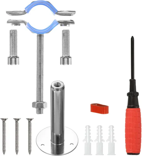 Miniatura 4 de uxcell Soporte de tubería de acero inoxidable, montaje en pared, soporte de tubo de montaje en techo, altura ajustable de 3.937-7.874 in para tubo