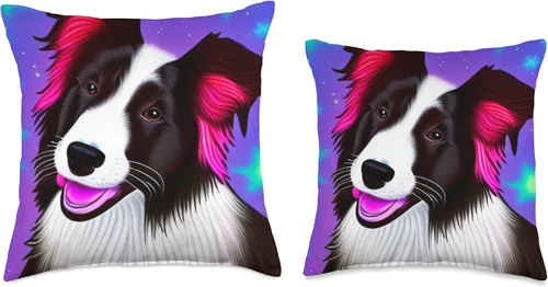 Miniatura 3 de Black and White Border Collie Pop Art Almohada de 16 x 16 pulgadas, multicolor