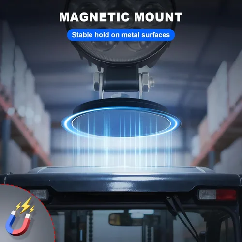 Miniatura 3 de Luz de seguridad LED para montacargas azul con foco y montaje magnético, voltaje amplio DC10–80V, IP68 impermeable, carcasa de aluminio, advertencia