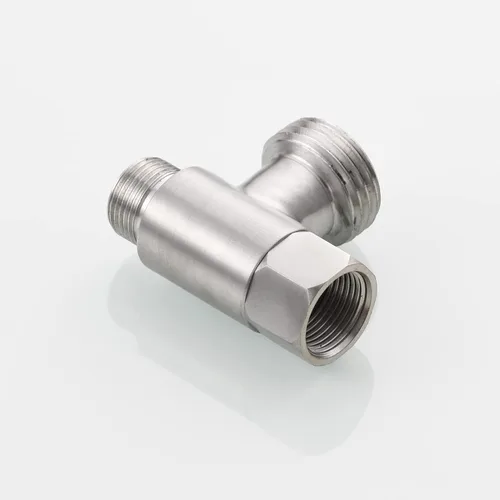 Miniatura 7 de Tecmolog 3-way 3/8" y 1/2" Adaptador de 3 vías Conector en T de acero inoxidable 3/8" Línea de agua T montaje níquel cepillado, 1 unidad, SBA020B
