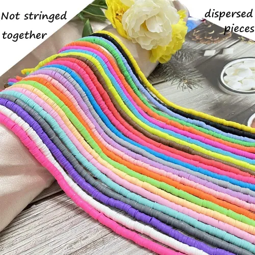 Miniatura 3 de 5000 cuentas de arcilla gris oscuro de arcilla polimérica Heishi cuentas espaciadoras planas redondas para pulseras, aretes, collares, manualidades