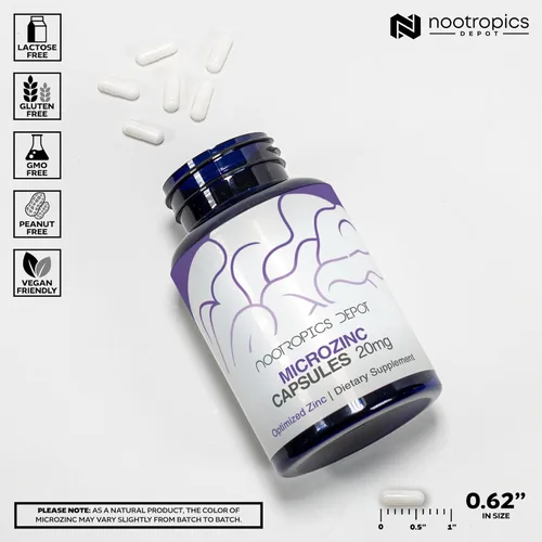 Miniatura 3 de Nootropics Depot Cápsulas de microzinc 20 mg Suplemento de zinc optimizado 30