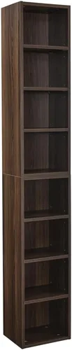 Miniatura 3 de Estante de torre multimedia de 8 niveles, gabinete de almacenamiento delgado para CD y DVD con estantes ajustables, estantería alta y estrecha