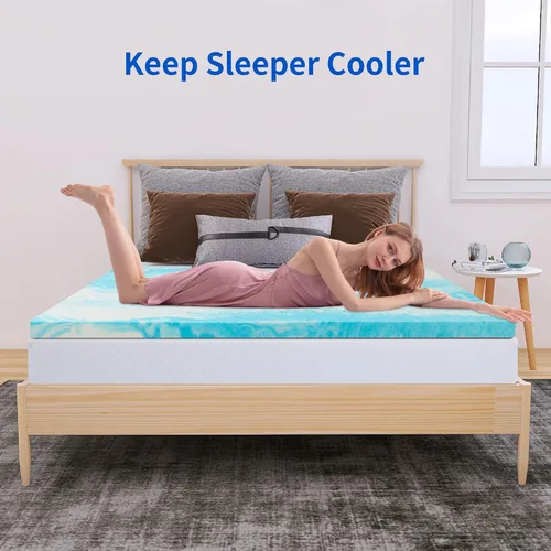Miniatura 2 de Vyfipt Cubrecolchón de espuma viscoelástica de gel refrescante de 2 pulgadas, tamaño King, alivio de presión, cama en una caja, certificado