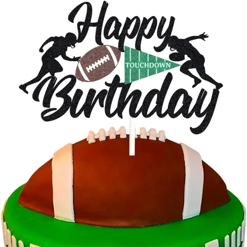 Miniatura 11 de Decoración para pastel de fútbol de 15 años, decoración de fiesta de cumpleaños de 15 años, decoración de pastel de escena de jugador de rugby