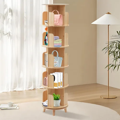 Miniatura 8 de Estantería giratoria de 1 nivel, estante de almacenamiento de pie de 360 grados, organizador independiente multifuncional para niños y adultos