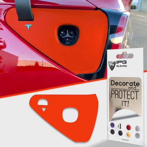 Miniatura 6 de IPG para Tesla - Calcomanías adhesivas de envoltura de puerto de carga, emblema para bricolaje, personaliza el modelo 3-Y (rosa)