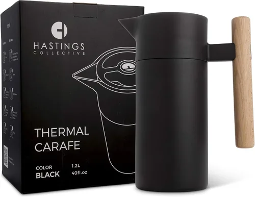 Miniatura 8 de Hastings Collective Jarra térmica de café de 40 onzas – Jarra aislada al vacío de doble pared de acero inoxidable – Cafetera térmica de 1 litro