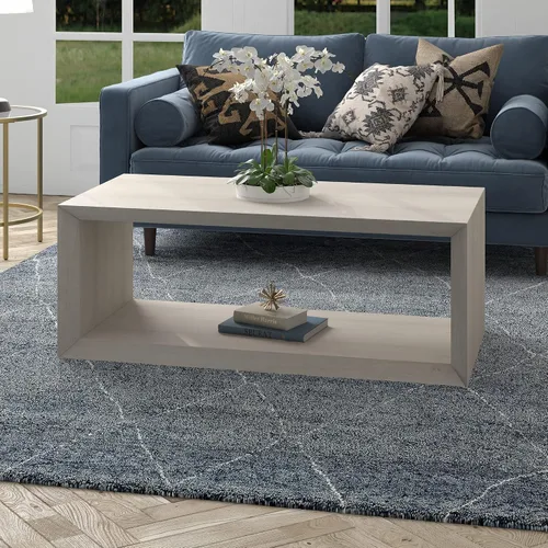 Miniatura 7 de Henn&Hart Mesa auxiliar rectangular de madera de 48 pulgadas con estante de almacenamiento abierto para sala de estar, sala familiar u oficina