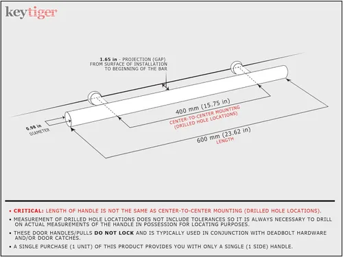 Miniatura 2 de Manija de puerta moderna de acero inoxidable negro mate de 24 pulgadas de longitud, manija de empuje de puerta interior exterior para puertas