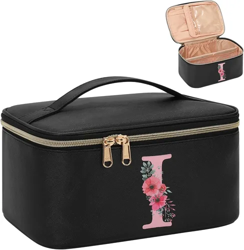 Miniatura 79 de OCHEAL Bolsa de maquillaje personalizada, bolsa de maquillaje beige para mujer, kit de aseo de viaje con monograma, organizador de cosméticos listo